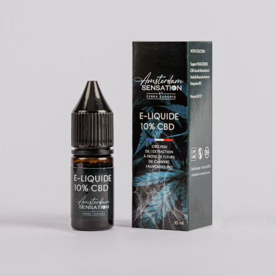 E-liquide au CBD Bio 10% avec emballage Amsterdam Sensation