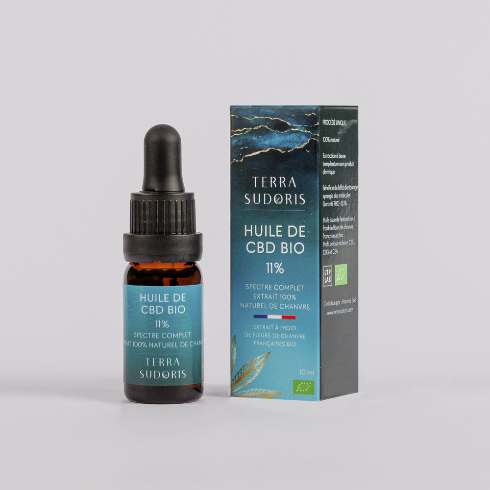 Huile de CBD Bio 11% avec emballage Terra Sudoris