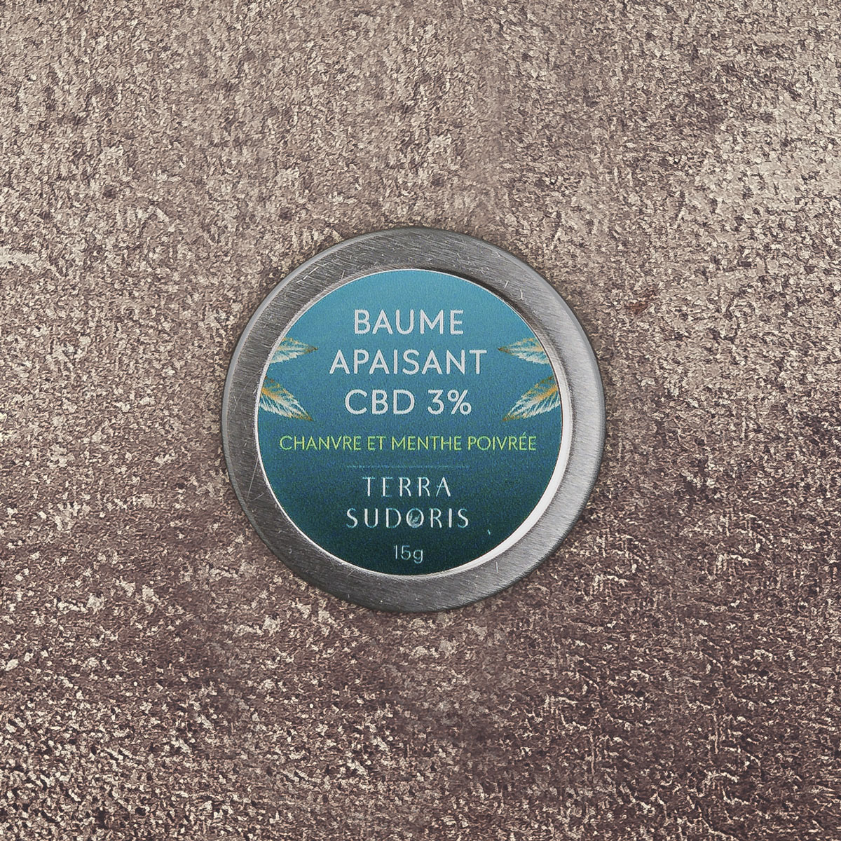 Baume apaisant au CBD bio menthe poivrée fond gris